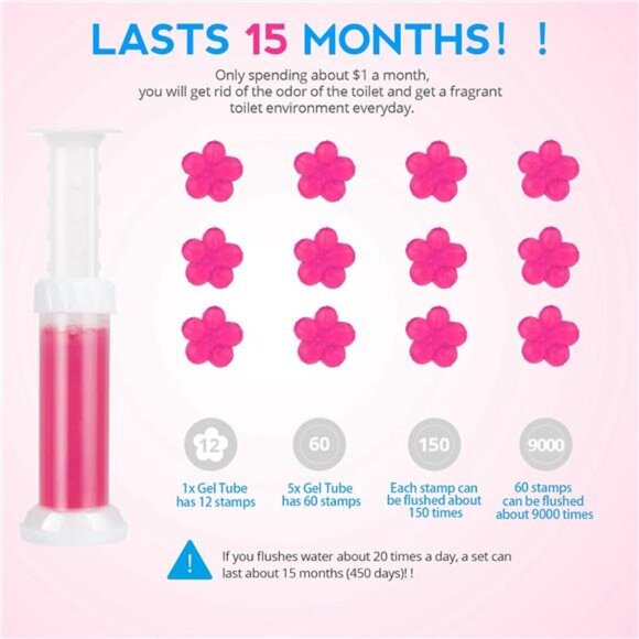 Toilet Gel Stamps 60 Count Floral Scented Bowl Cleaner Air Freshener Set - Picture 3 of 7